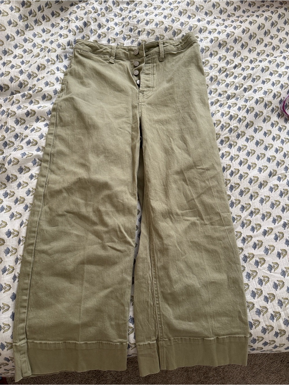BCBGeneration Wide Leg Cotton Pants Green Size 29
